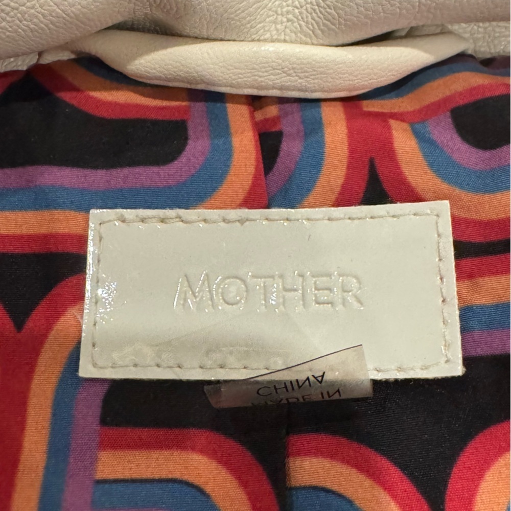 MOTHER The Drop Pillow Talk Puffer Jacket vegan leather white ecru size large - Picture 9 of 16